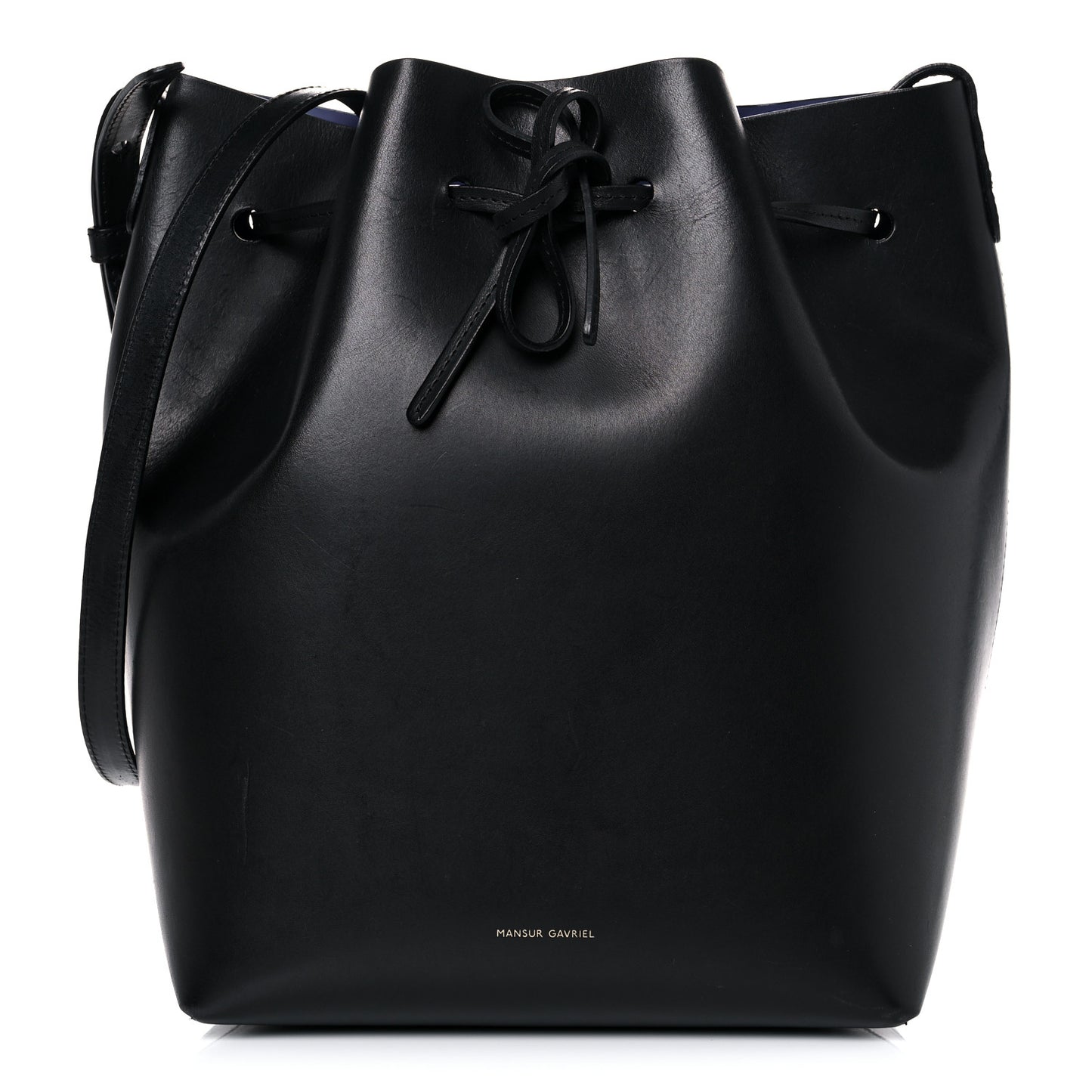 Vegetable Tanned Calfskin Bucket Bag Black Royal