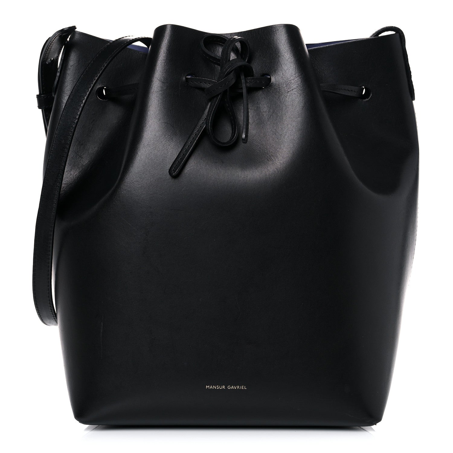 Mansur Gavriel Vegetable Tanned Calfskin Bucket Bag Black Royal 4 of 22