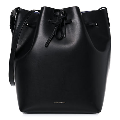 Mansur Gavriel Vegetable Tanned Calfskin Bucket Bag Black Royal 4 of 22