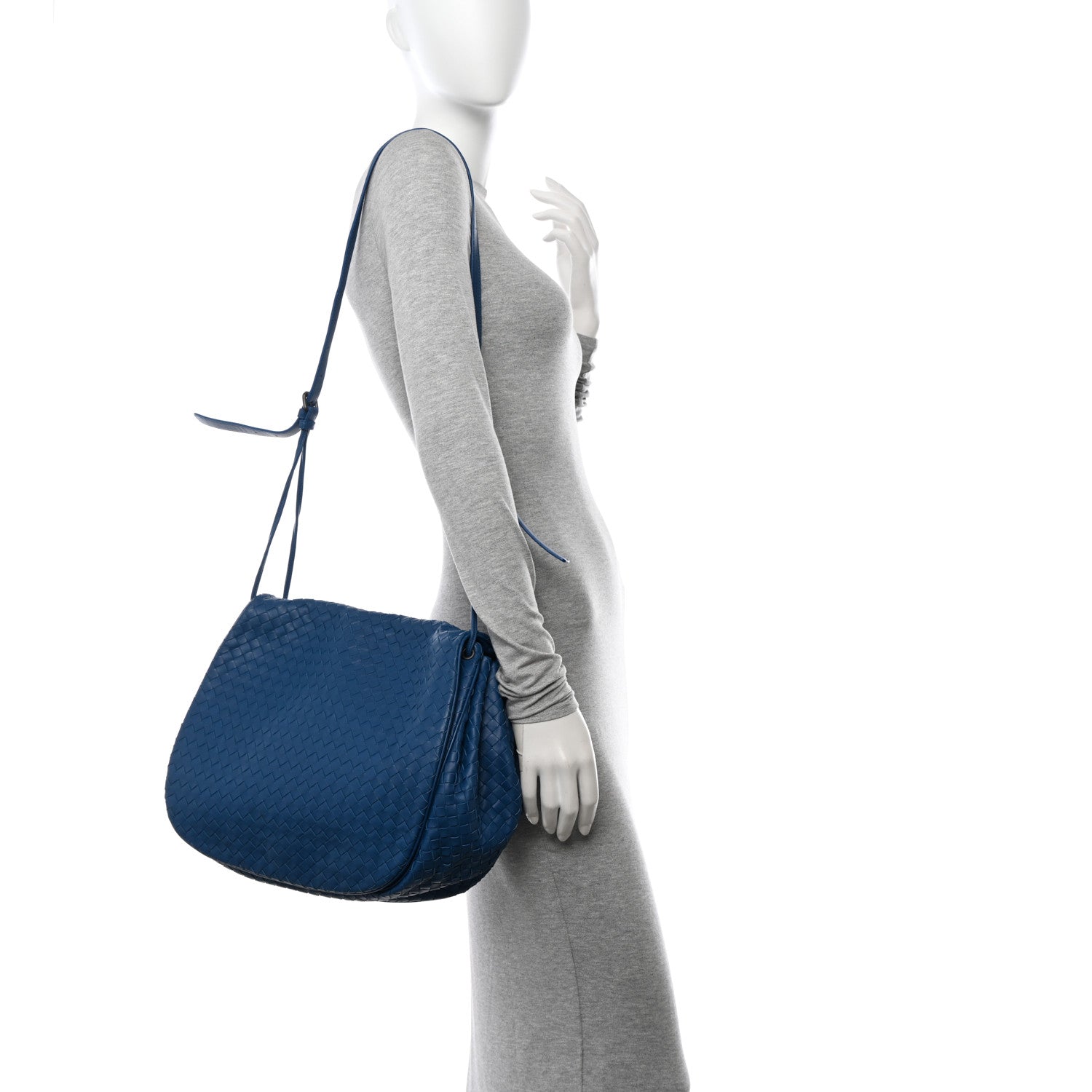 Bottega Veneta Nappa Intrecciato Messenger Bag Blue 2 of 10