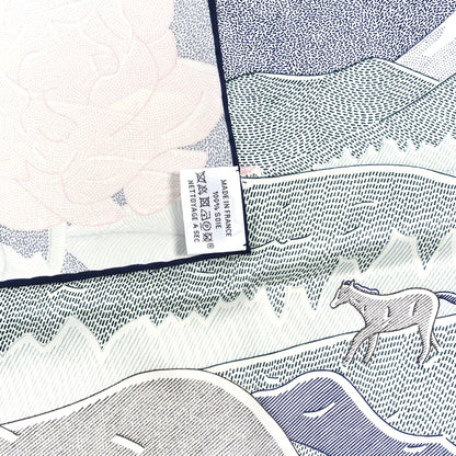 Hermes Silk Ivresse Au Vent Scarf 70 Bleu Rose Vert 2 of 3