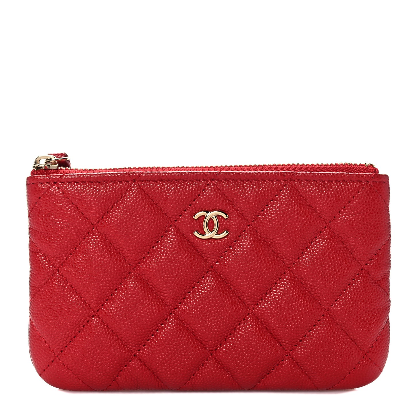 Caviar Quilted Small Cosmetic Case Red