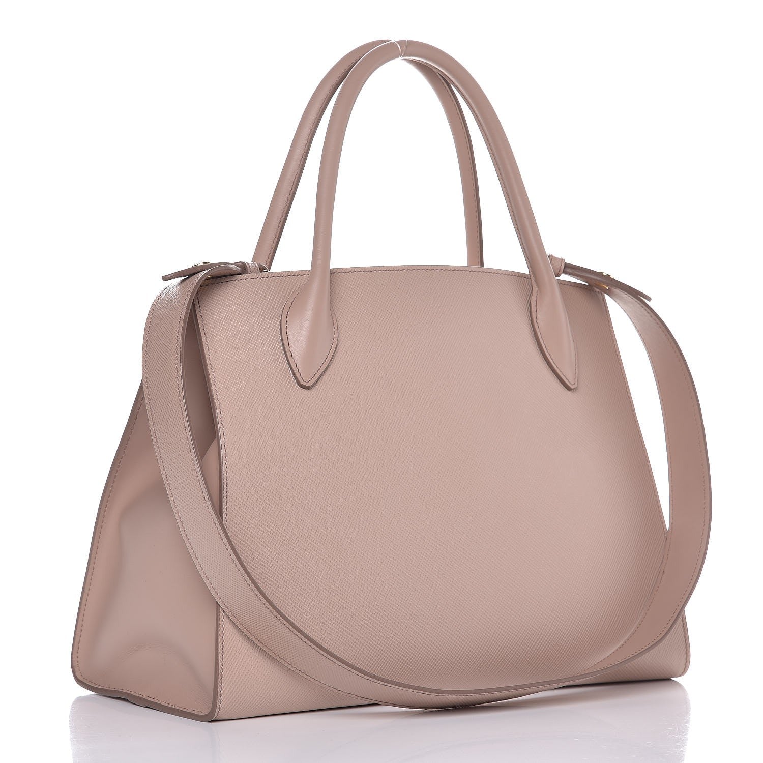 Prada Saffiano Cuir Calfskin Medium Monochrome Top Handle Tote Cipria 3 of 6