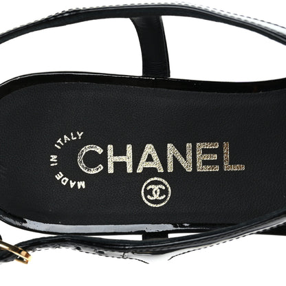 Chanel Lambskin Camellia Thong Sandals 37.5 Black 6 of 7