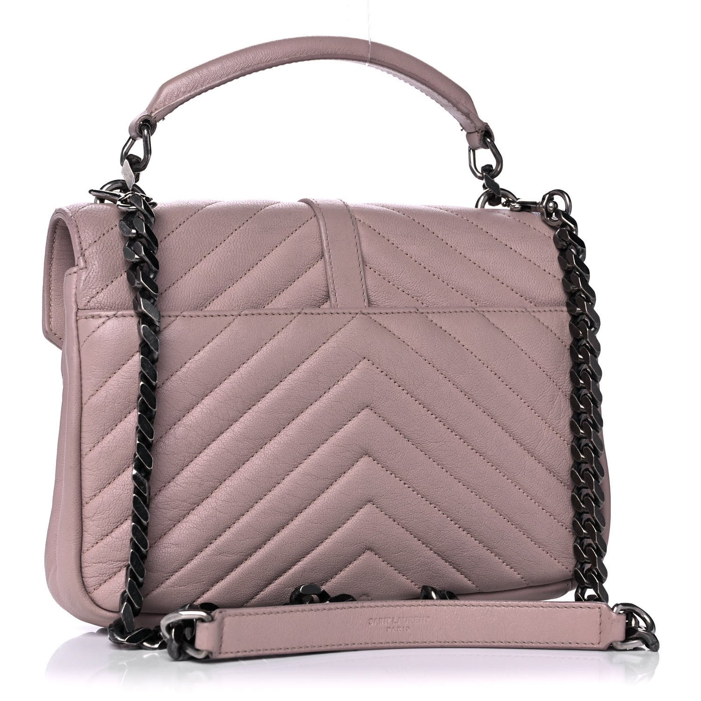 Sheepskin Matelasse Chevron Monogram Medium College Bag Rose Poudre