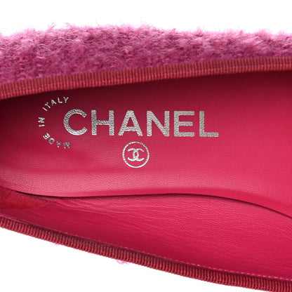 Chanel Tweed Patent Cap Toe Ballerina Flats 39 Pink Black 7 of 12