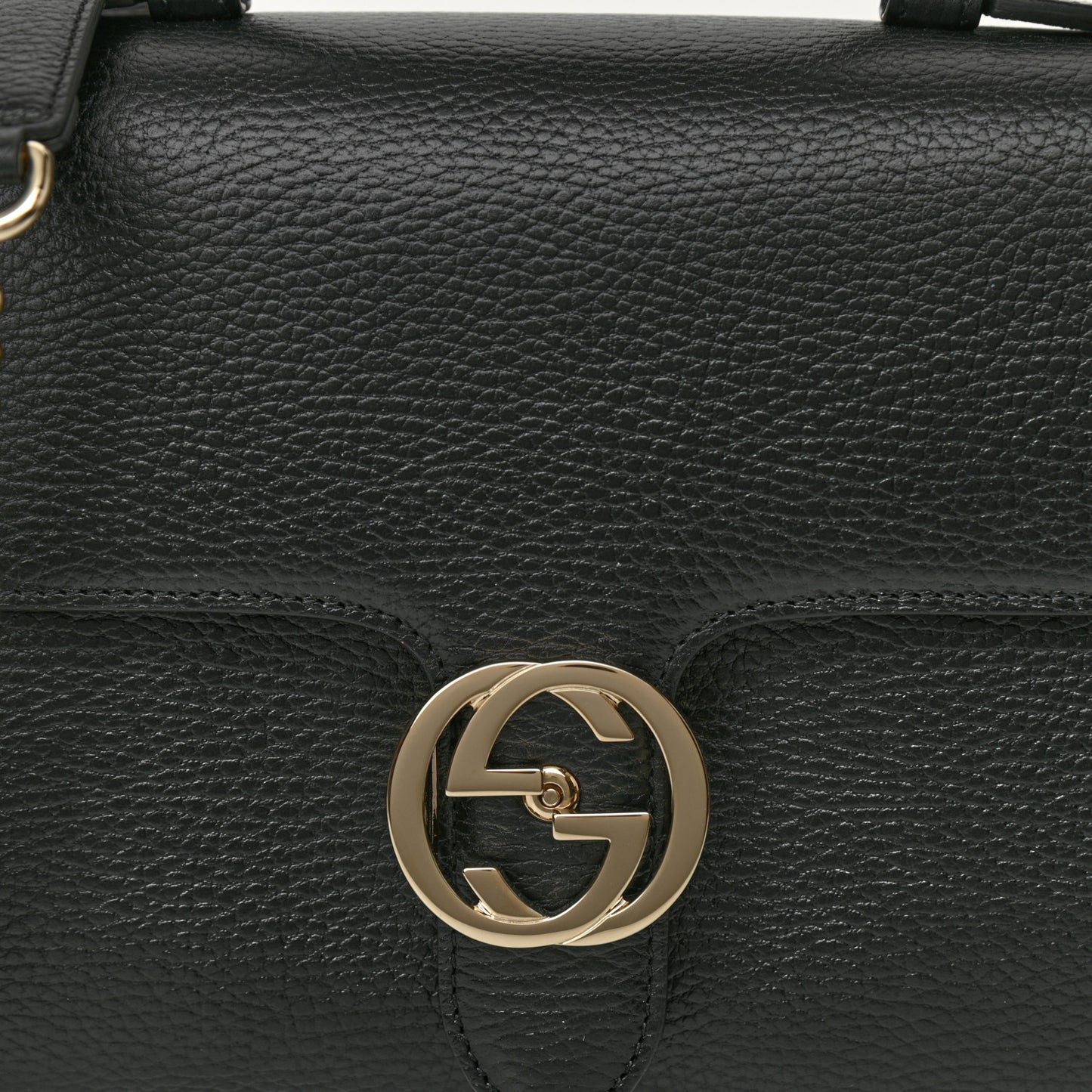 Dollar Calfskin Interlocking G Top Handle Shoulder Bag Black