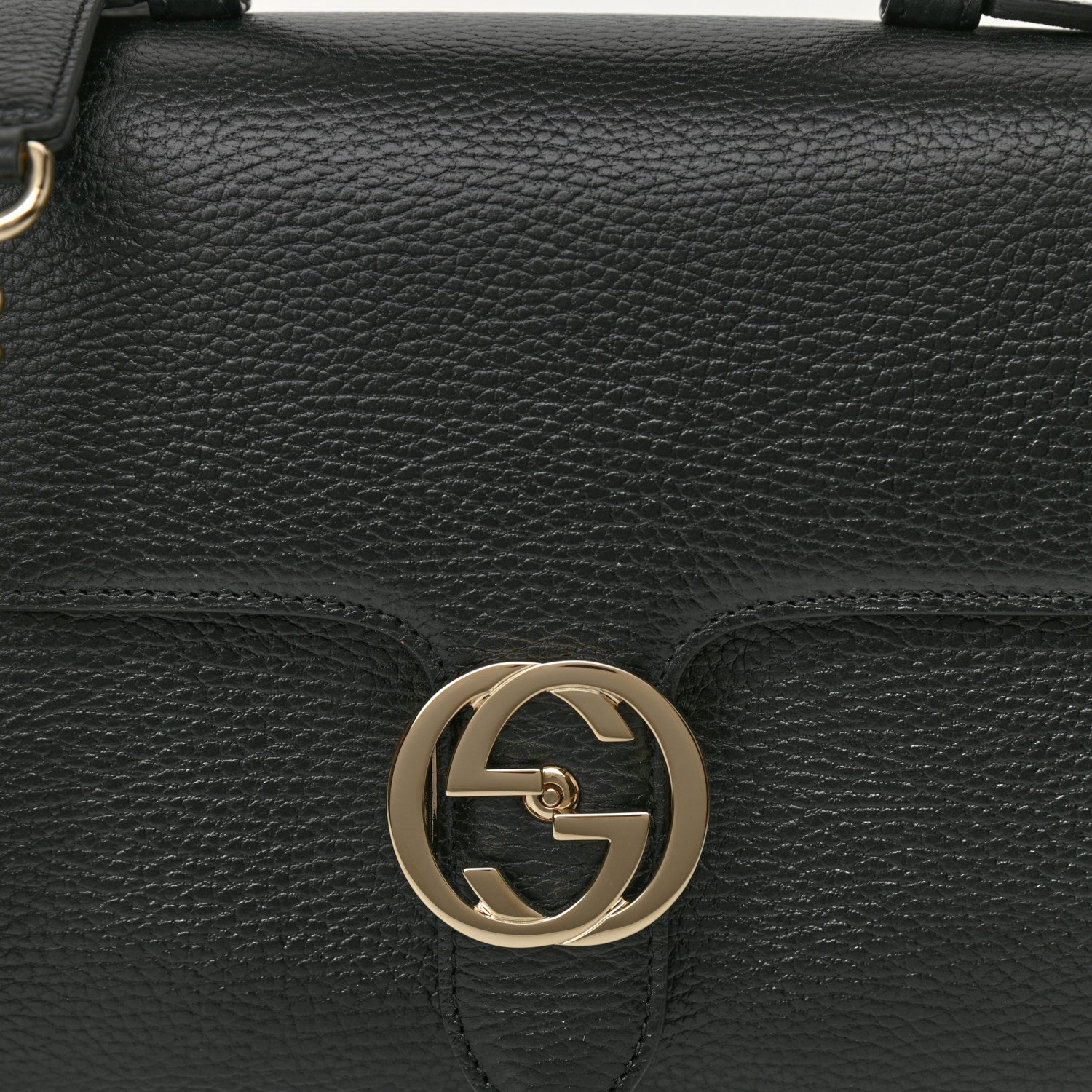 Gucci Dollar Calfskin Interlocking G Top Handle Shoulder Bag Black 7 of 9