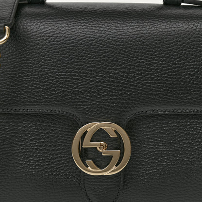 Gucci Dollar Calfskin Interlocking G Top Handle Shoulder Bag Black 7 of 9