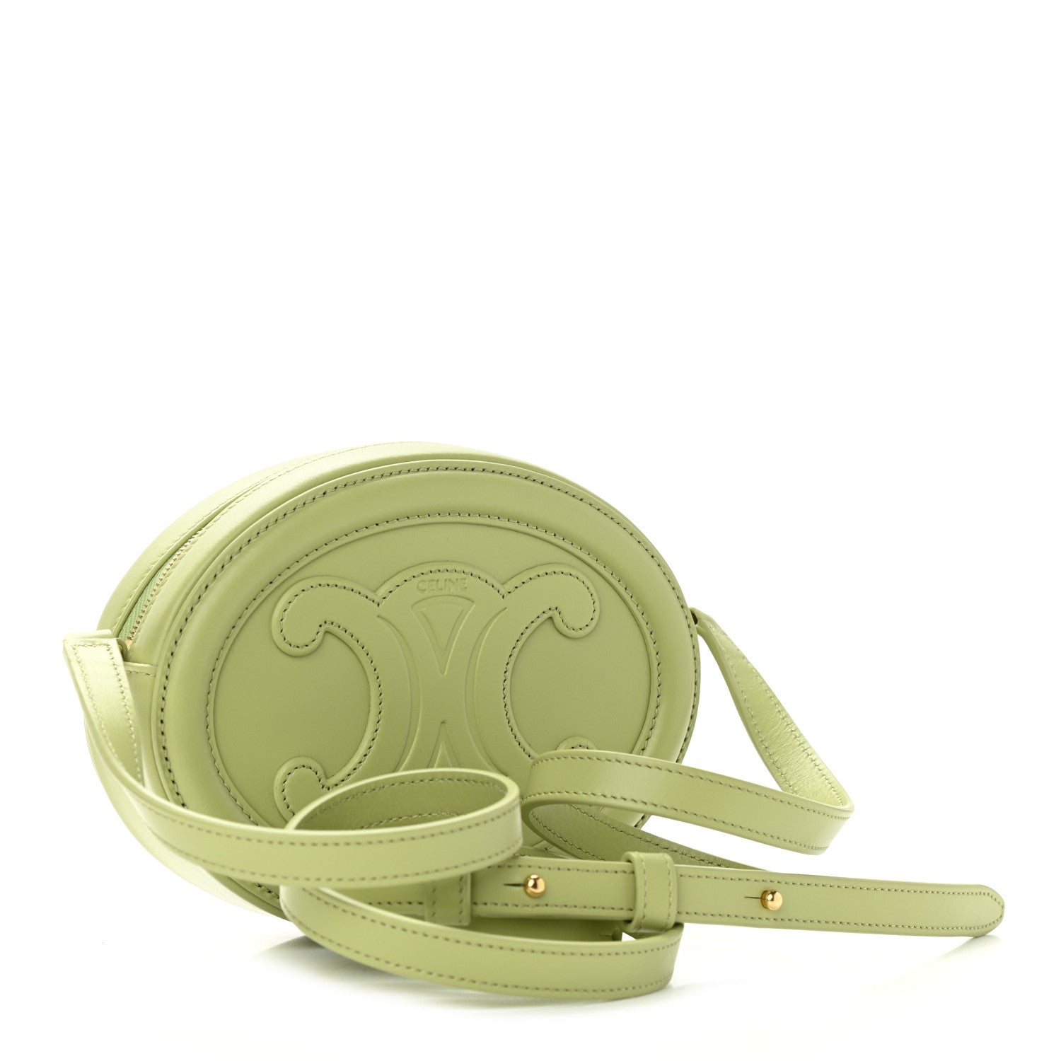 Celine Smooth Calfskin Cuir Small Triomphe Oval Purse Crossbody Light Jade 2 of 11