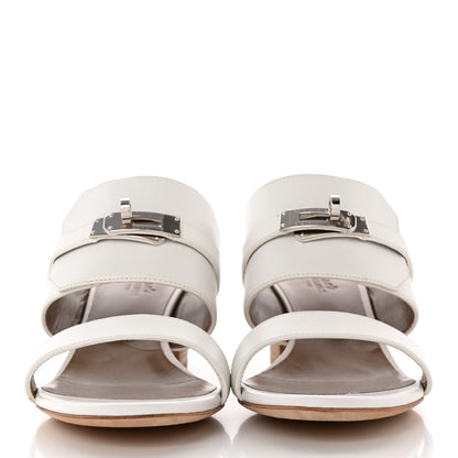 Hermes Calfskin Ovation Buckle Sandals 38 White 2 of 12
