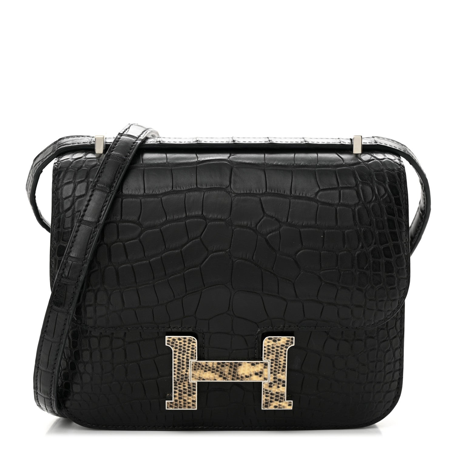 Hermes Matte Alligator Lizard Constance 18 Black Ombre 1 of 13