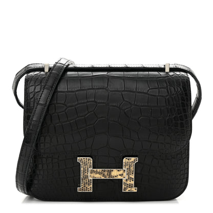 Hermes Matte Alligator Lizard Constance 18 Black Ombre 1 of 13