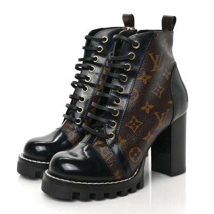 Louis Vuitton Patent Calfskin Monogram Star Trail Ankle Boots 36 Black 3 of 8