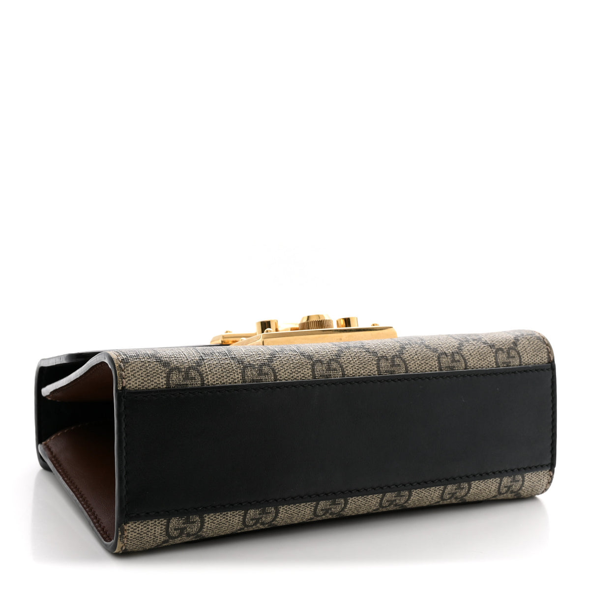 GG Supreme Monogram Calfskin Small Padlock Shoulder Bag Beige Black Cuir