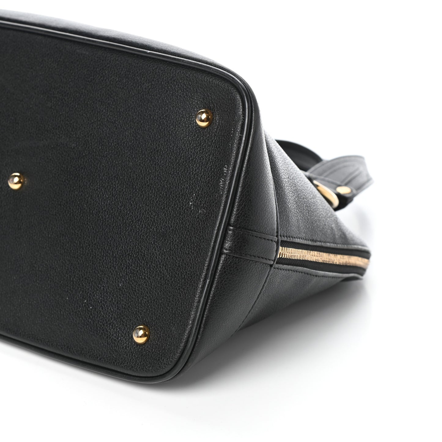 Grained Calfskin Studded Boston Bag Black