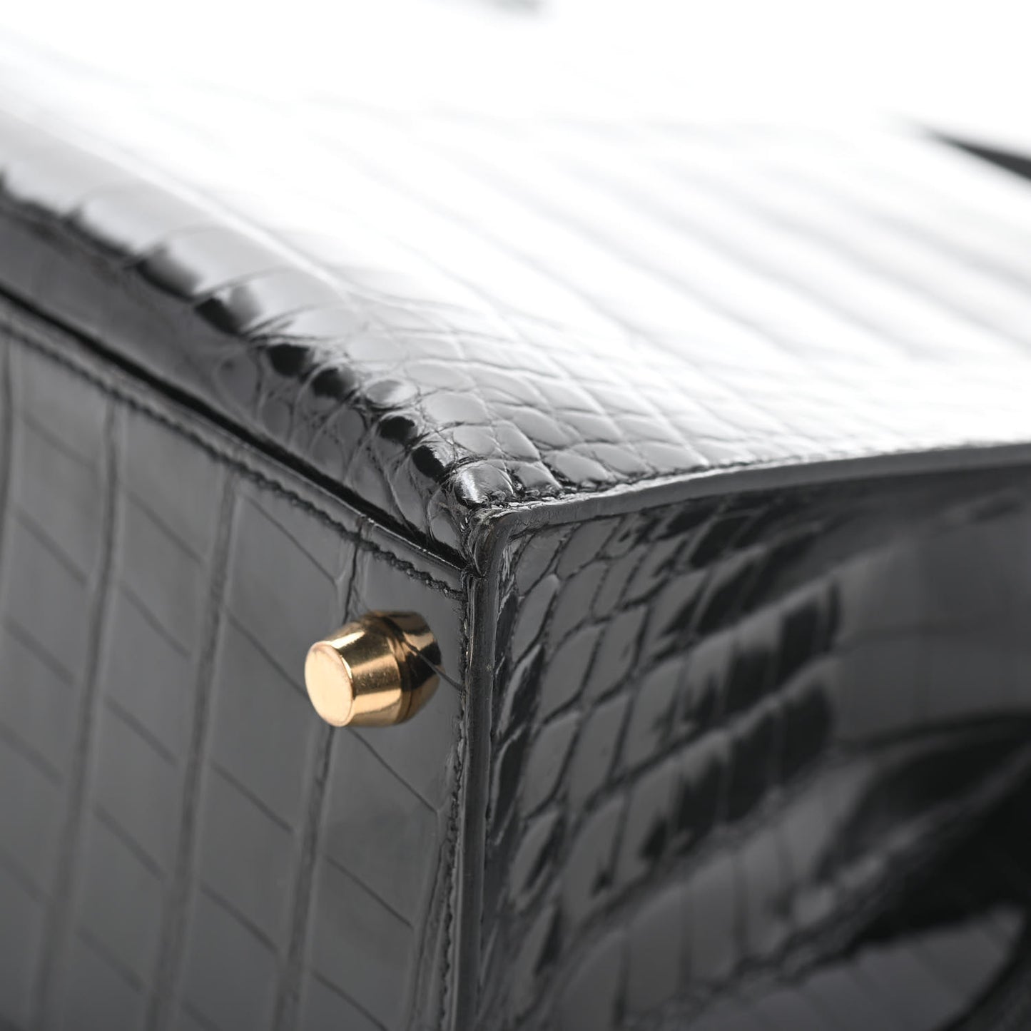 Shiny Alligator Kelly Sellier 25 Black