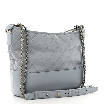 Chanel Aged Calfskin Quilted Medium Gabrielle Hobo Light Blue 3 of 10