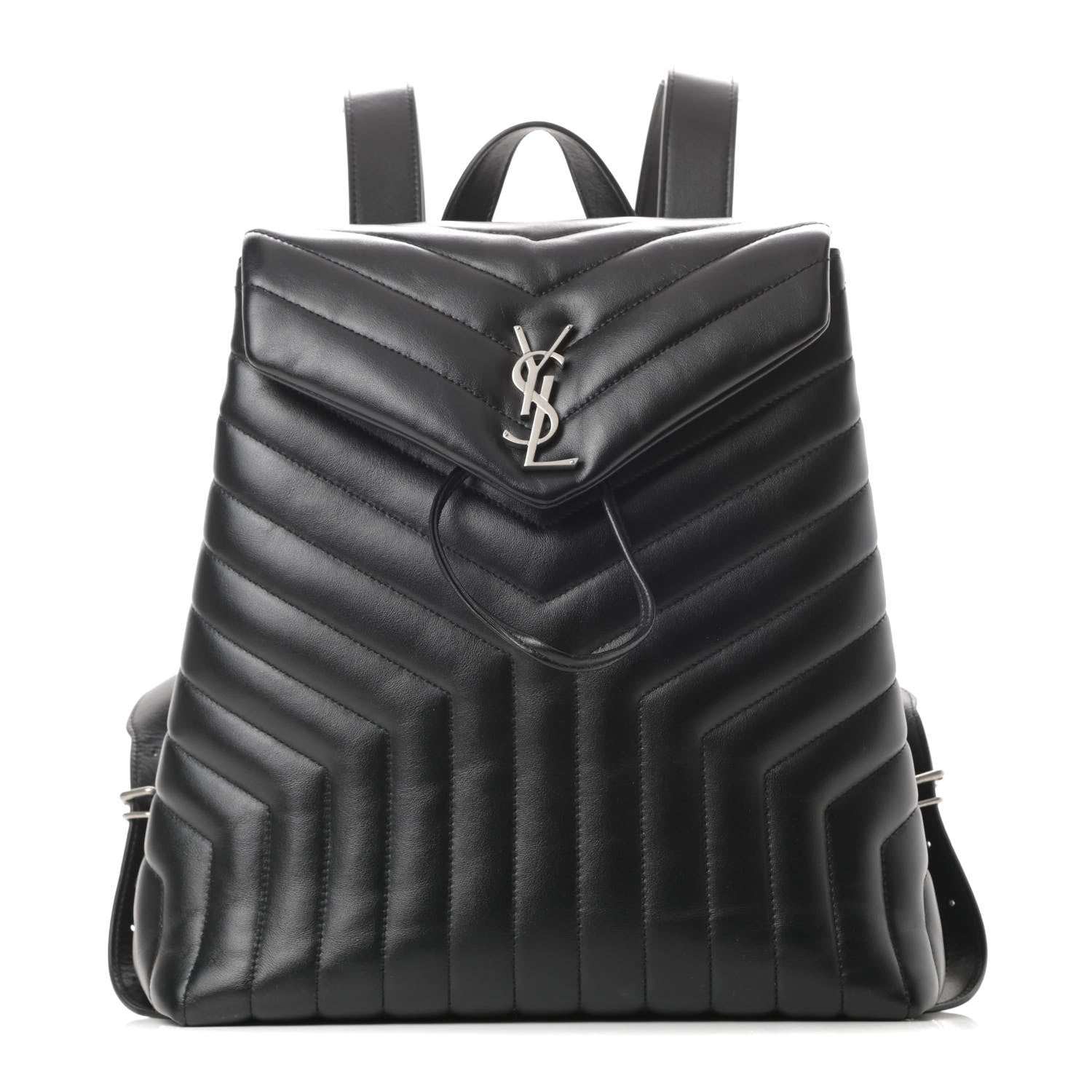 Saint Laurent Calfskin Y Quilted Monogram Medium Loulou Backpack Black 1 of 12