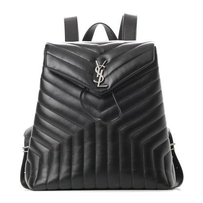 Saint Laurent Calfskin Y Quilted Monogram Medium Loulou Backpack Black 1 of 12