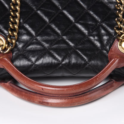 Chanel Glazed Calfskin Castle Rock Large Flap Black Burgundy 14 of 19