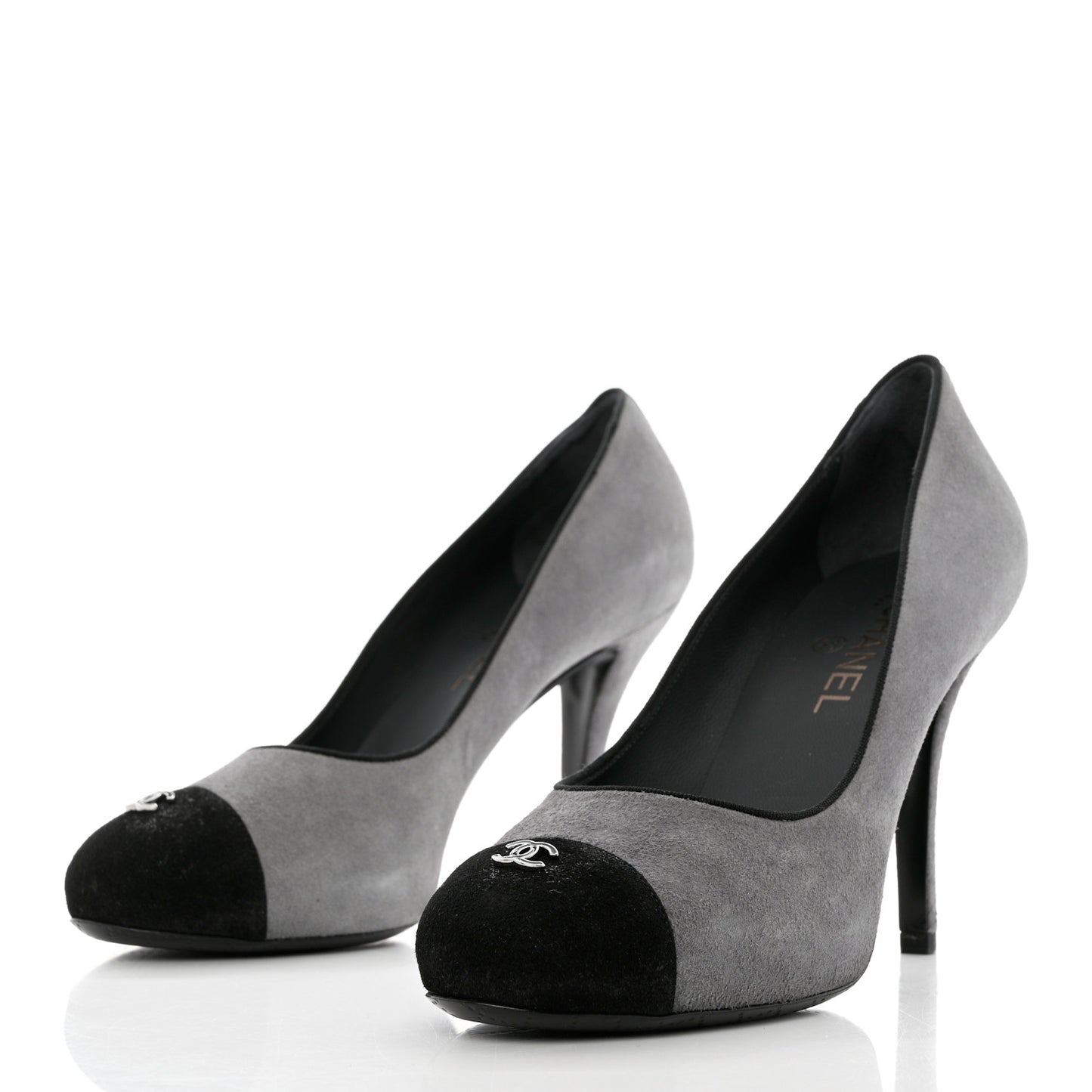 Suede Cap Toe Pumps 40 Grey Black