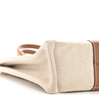 Hermes Toile Taurillon Clemence Sac Harnais Tote PM Beige Gold 9 of 13