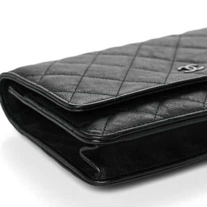 Chanel Crumpled Calfskin Quilted Wallet On Chain WOC So Black 10 of 16
