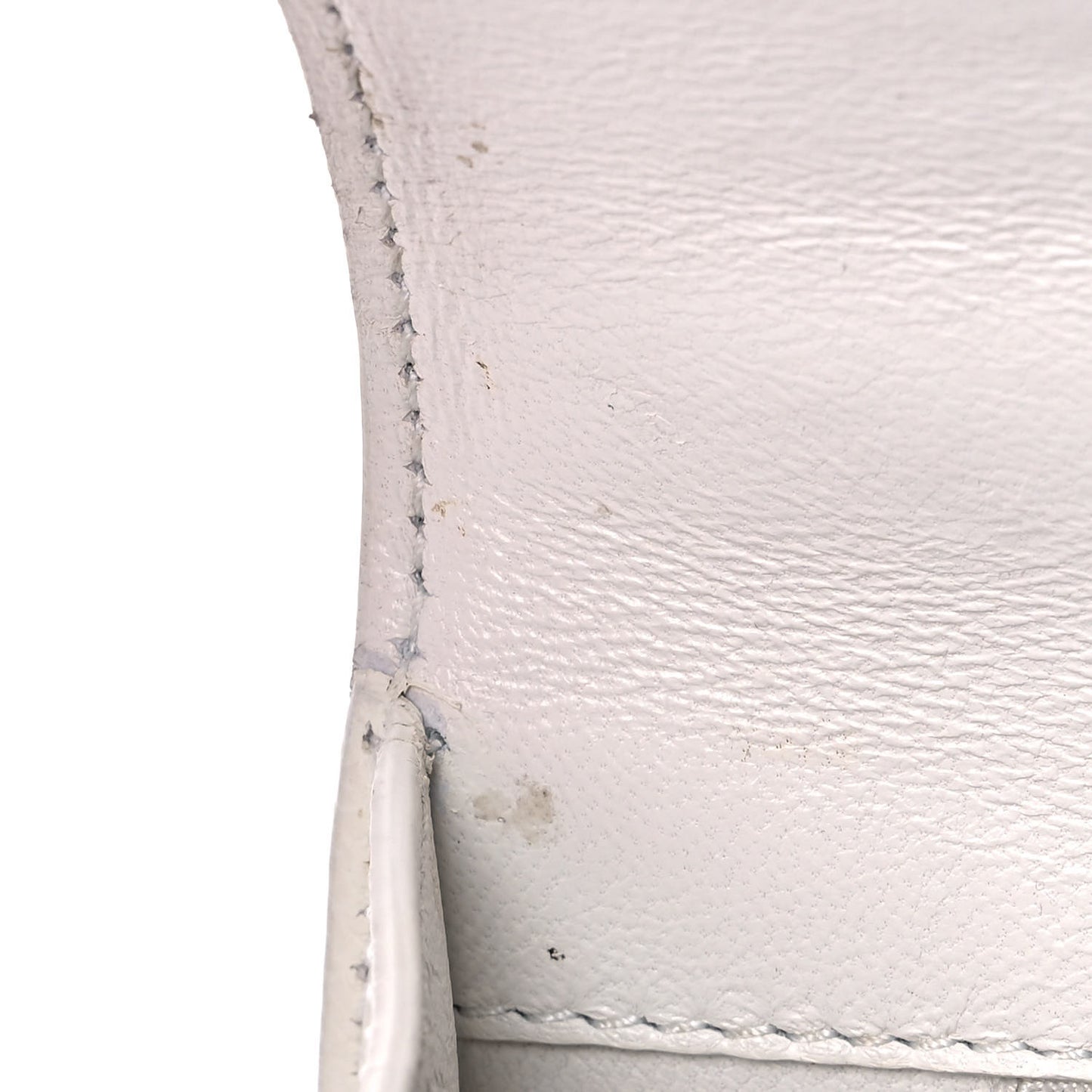 Grained Calfskin Small Hourglass Top Handle Bag White