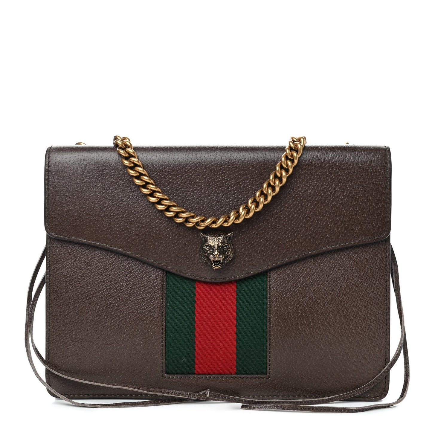 Grained Calfskin Web Animalier Shoulder Bag Brown