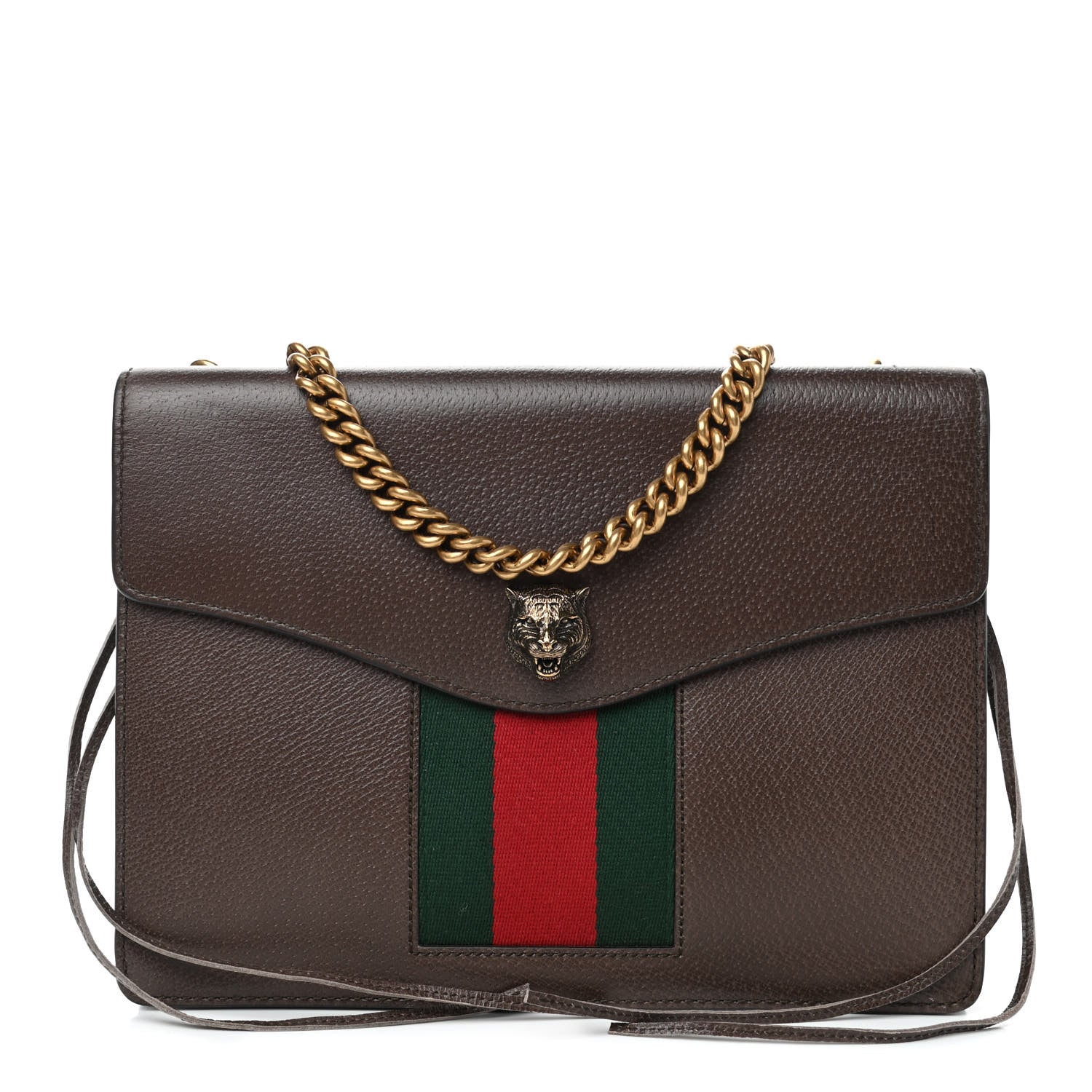 Gucci Grained Calfskin Web Animalier Shoulder Bag Brown 1 of 4