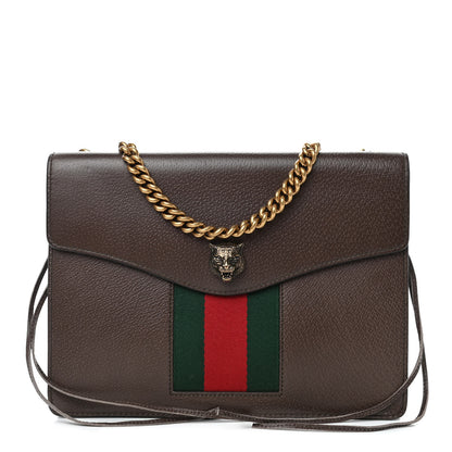 Gucci Grained Calfskin Web Animalier Shoulder Bag Brown 1 of 4