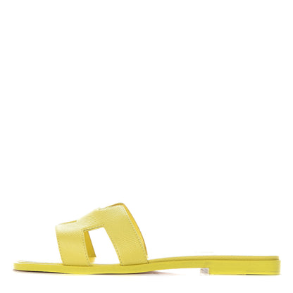Hermes Epsom Oran Sandals 37 Jaune Pollen 1 of 9
