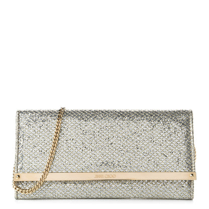 Jimmy Choo Lame Mila Glitter Wallet On Chain Champagne 1 of 9