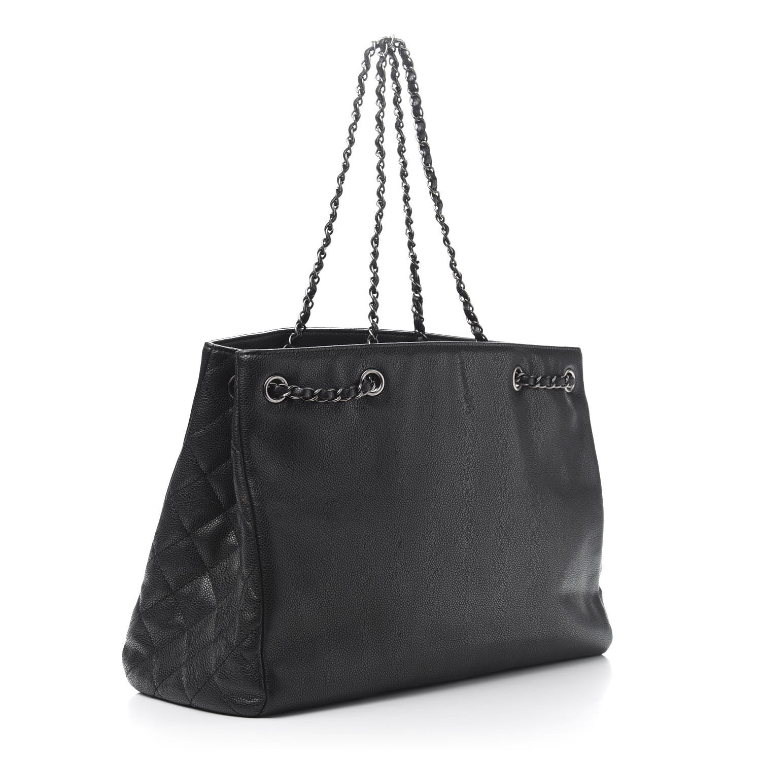 Chanel Metallic Grained Calfskin Woven Chain Large Shopping Bag Black 3 of 10