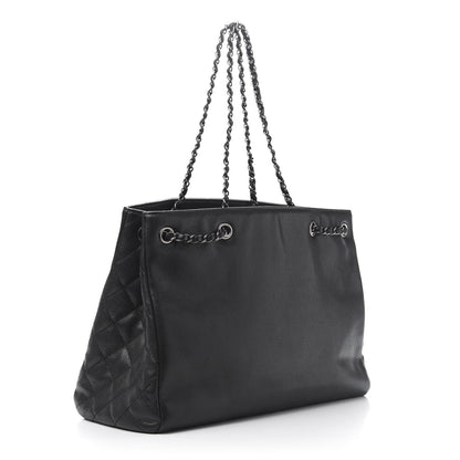 Chanel Metallic Grained Calfskin Woven Chain Large Shopping Bag Black 3 of 10