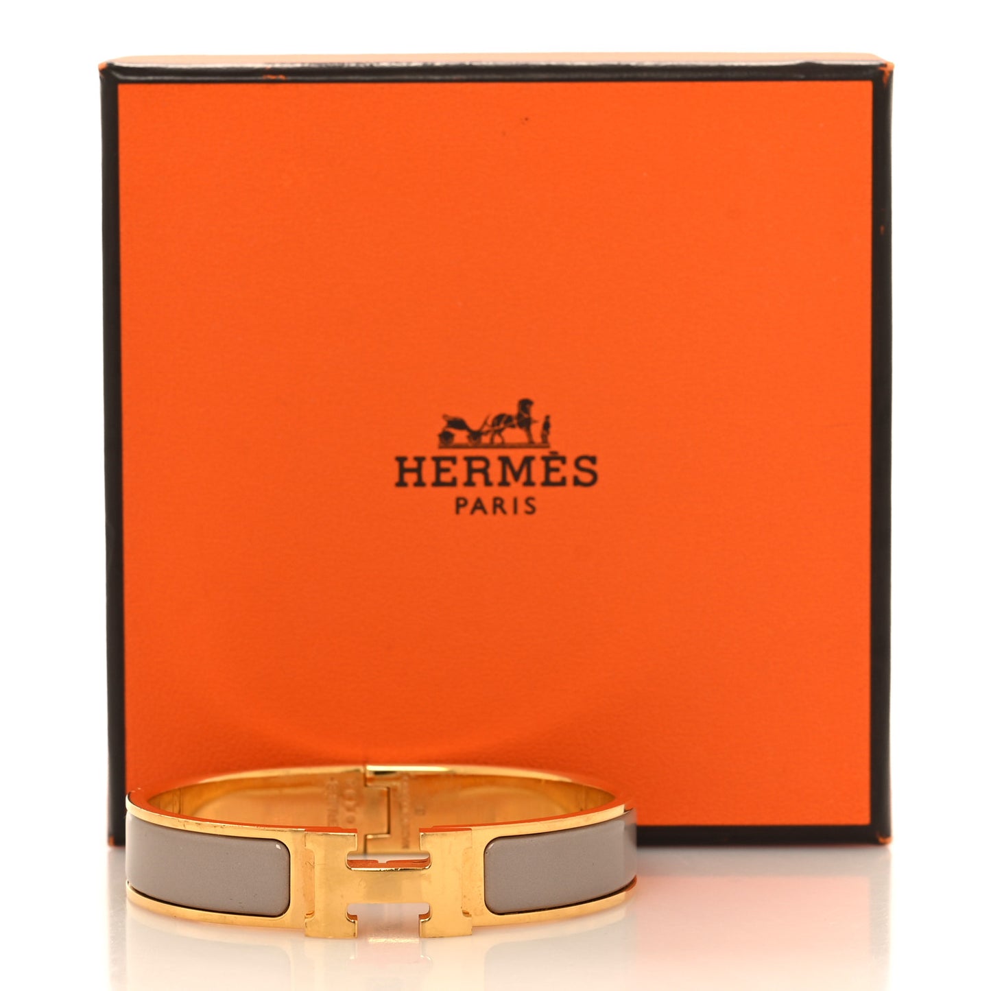 Enamel Narrow Clic Clac H Bracelet PM Marron Glace