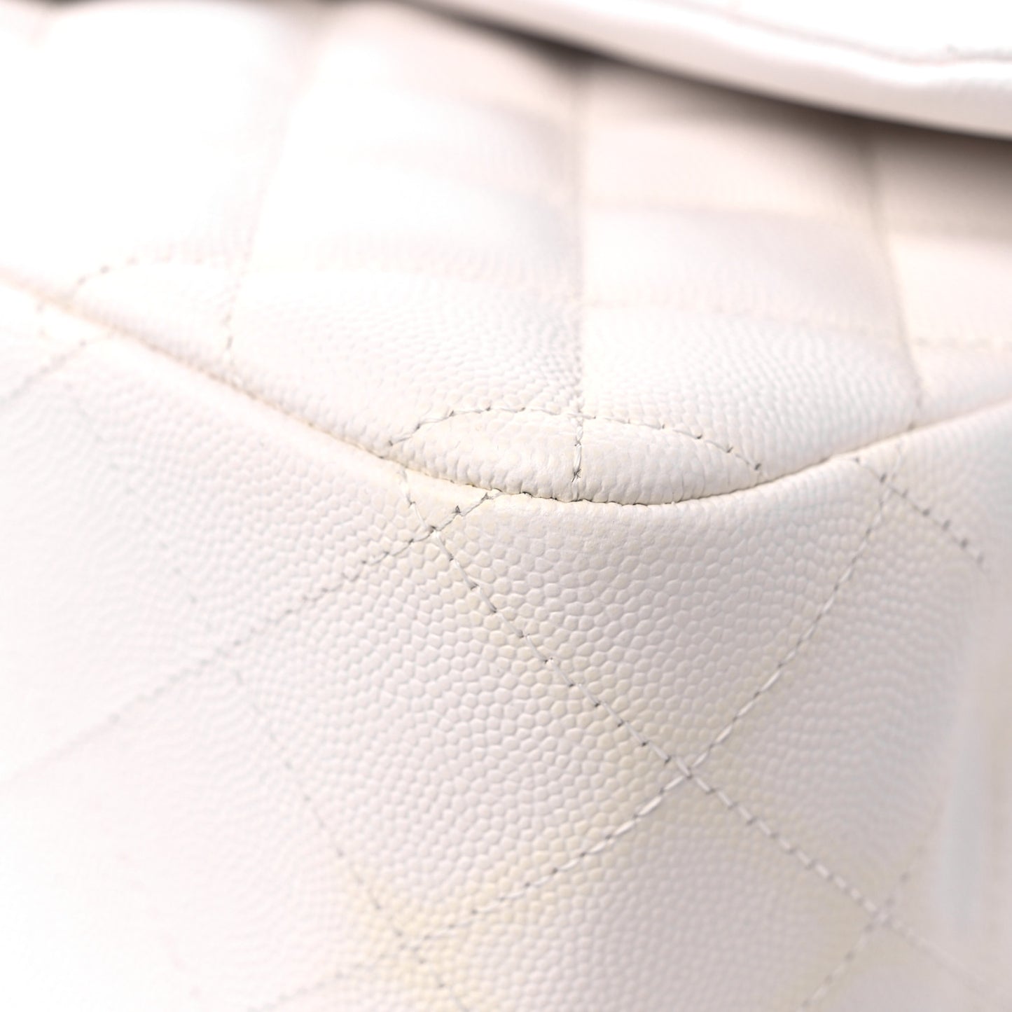 Caviar Quilted Jumbo Double Flap White
