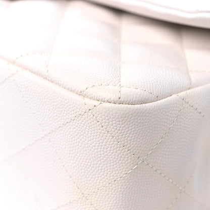 Chanel Caviar Quilted Jumbo Double Flap White 10 of 21