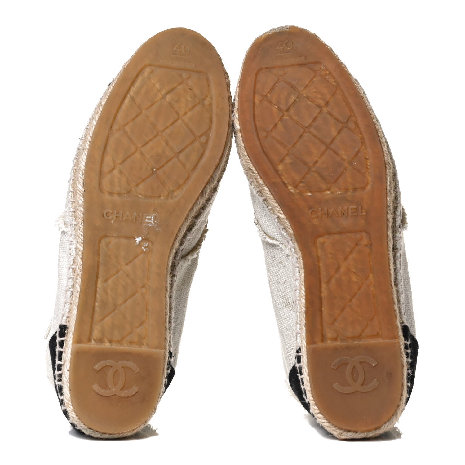 Chanel Fabric Lace Up High Top Espadrilles 40 Beige Black 7 of 13