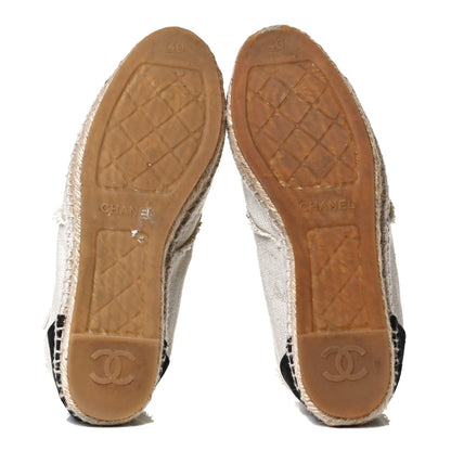 Chanel Fabric Lace Up High Top Espadrilles 40 Beige Black 7 of 13