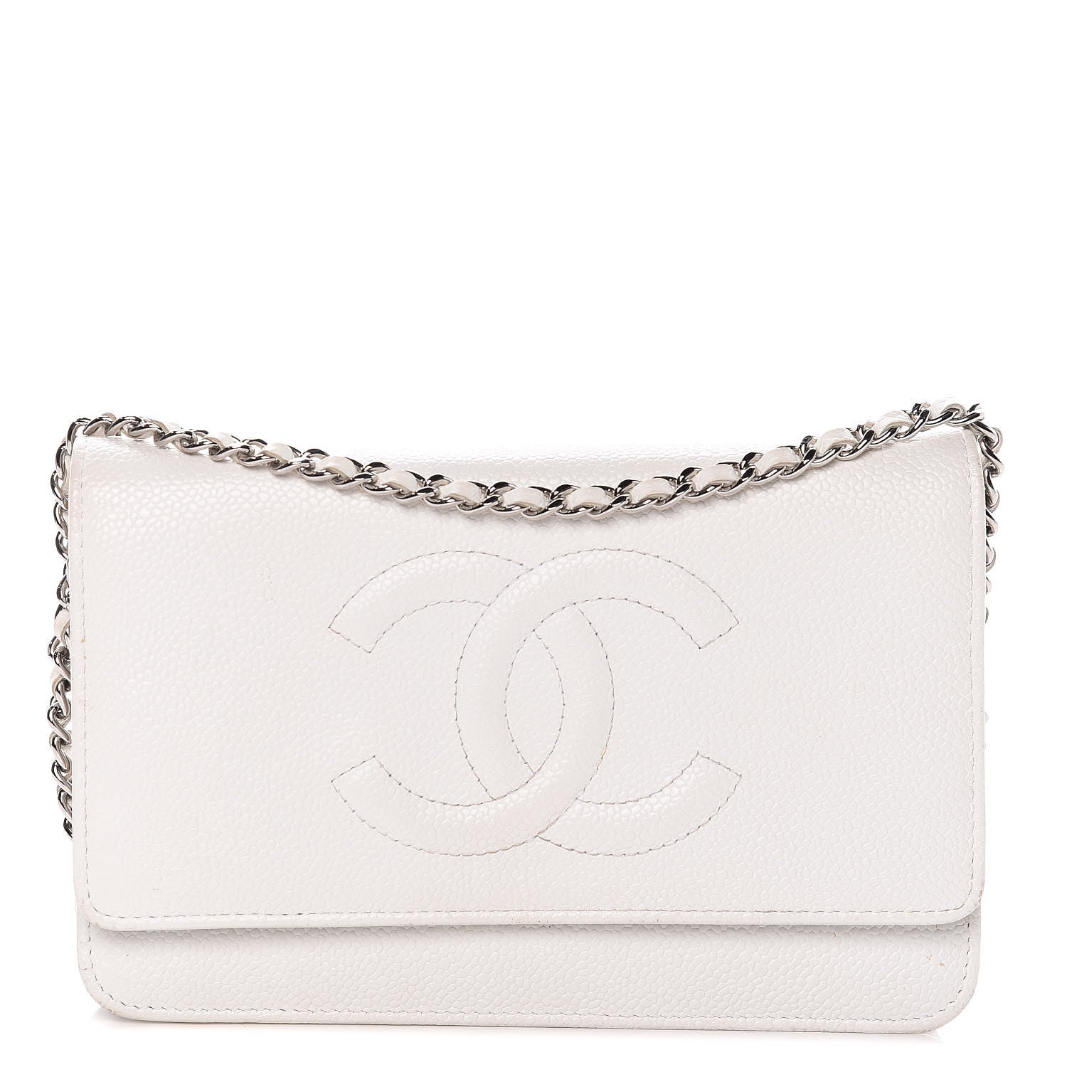 Chanel Caviar Timeless CC Wallet on Chain WOC White 1 of 13