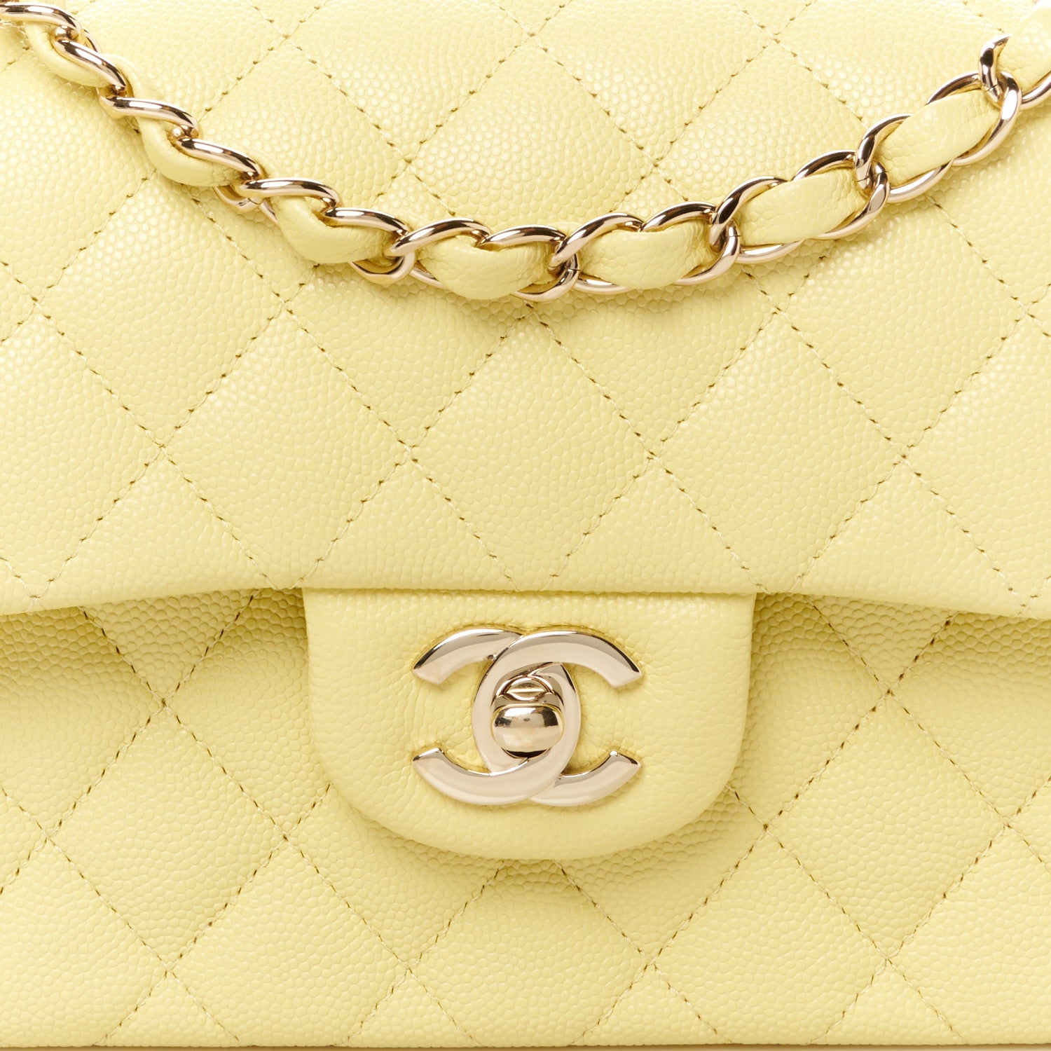 Chanel Caviar Quilted Small Double Flap Light Yellow 9 of 11