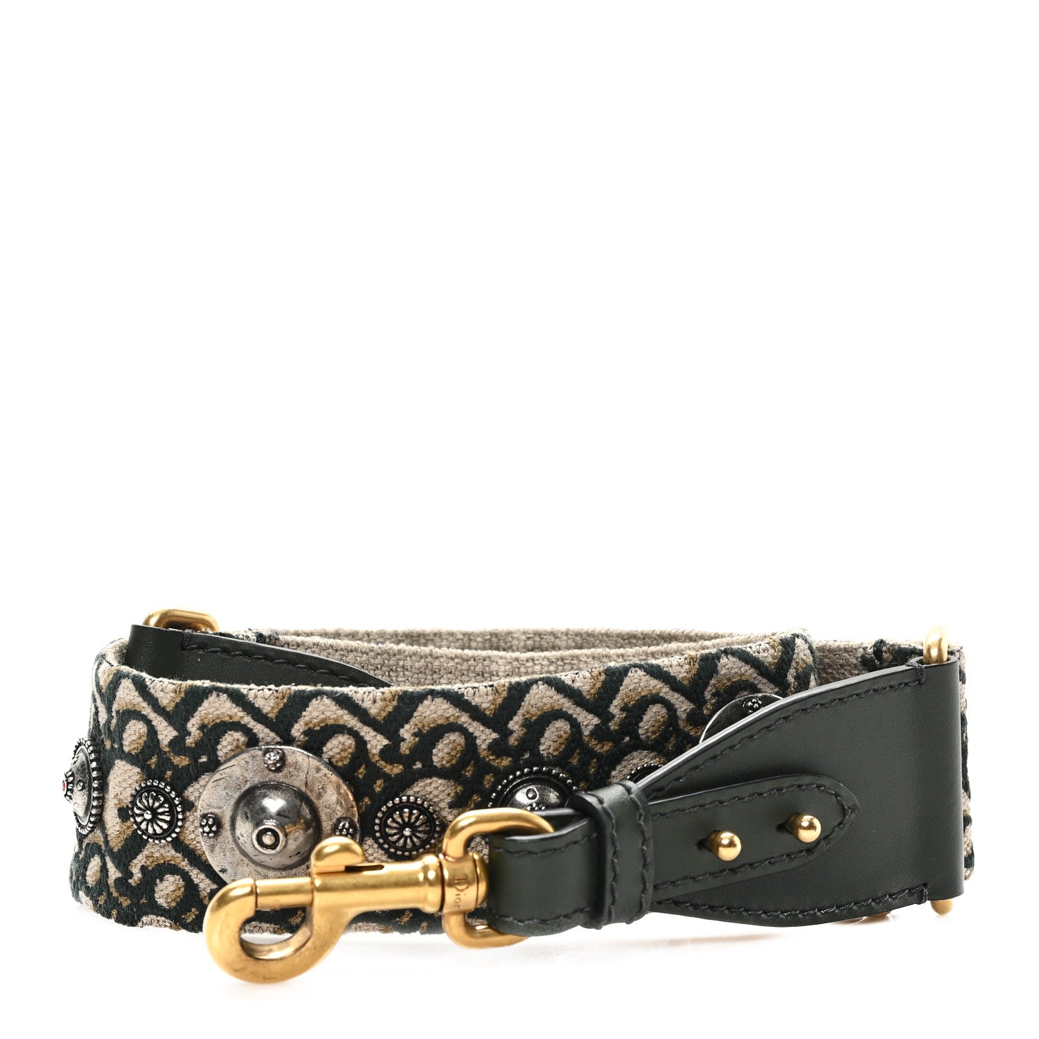 Christian Dior Oblique Studded Shoulder Strap Green Multicolor 1 of 4