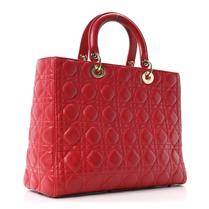 Christian Dior Lambskin Cannage Large Lady Dior Red 3 of 10