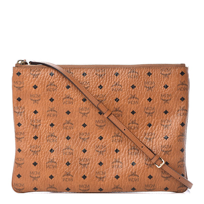 MCM Visetos Medium Crossbody Pouch Cognac 1 of 12