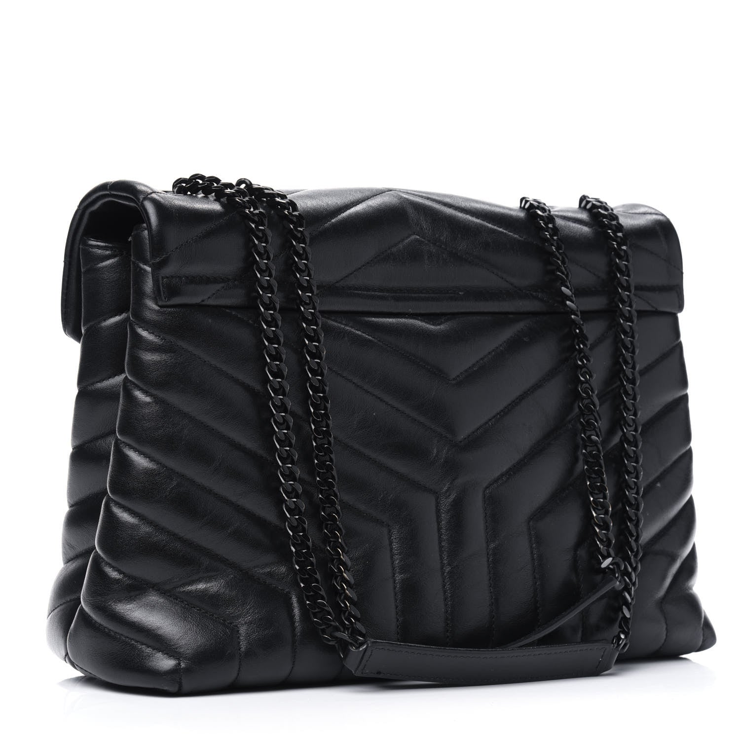 Saint Laurent Calfskin Y Quilted Monogram Medium Loulou Chain Satchel Black 2 of 7