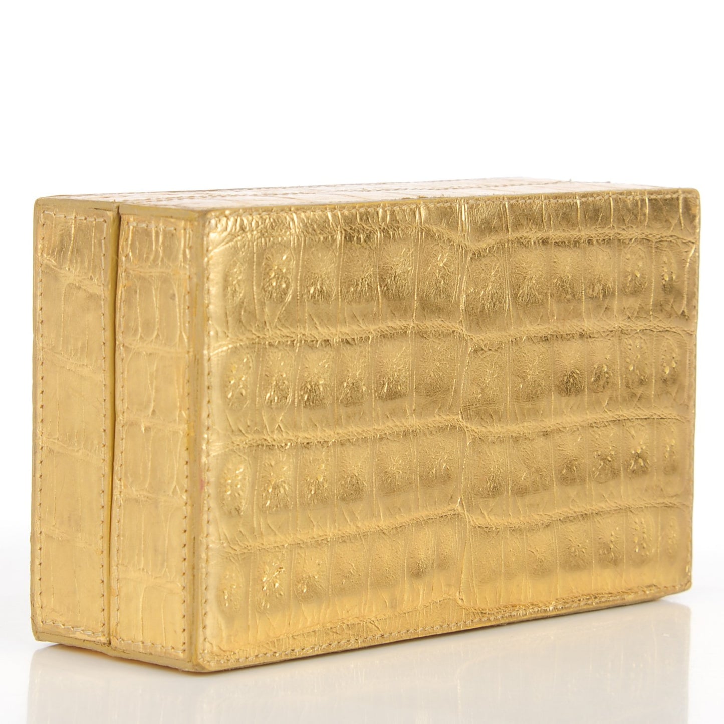 Crocodile Box Clutch Gold