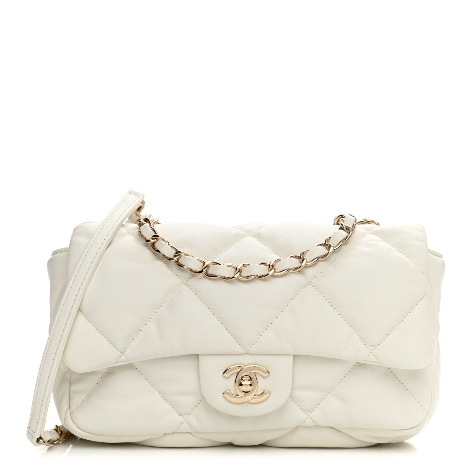 Chanel Calfskin Quilted Medium Bubbly Flap White 1 of 7
