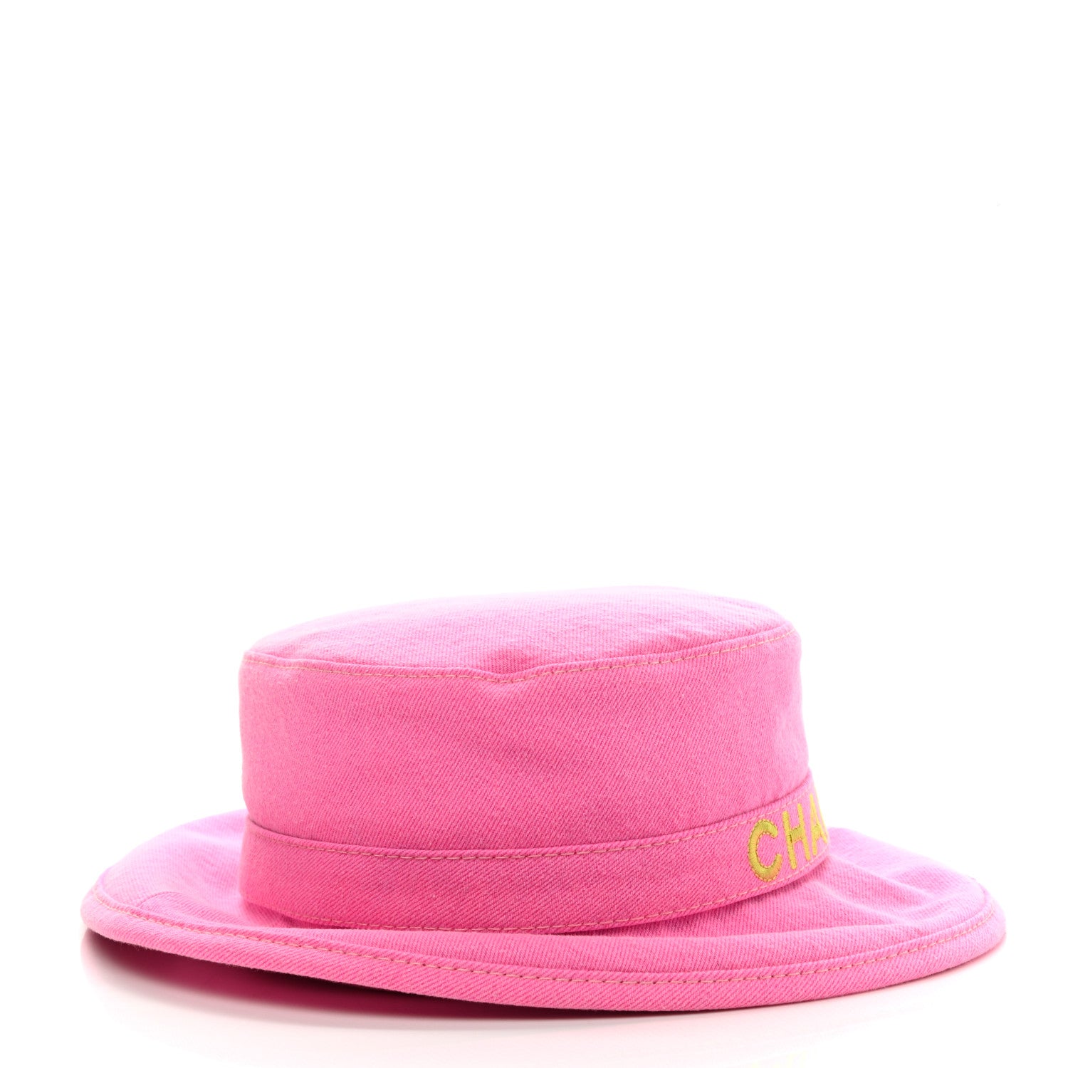 Chanel Denim Logo Bucket Hat L Pink Yellow 5 of 8